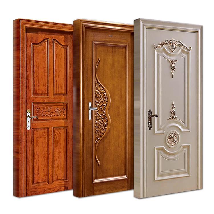 Foshan factory house indoor room paint colors flower solid core wood doors designs interior bedroom single rosewood wooden door