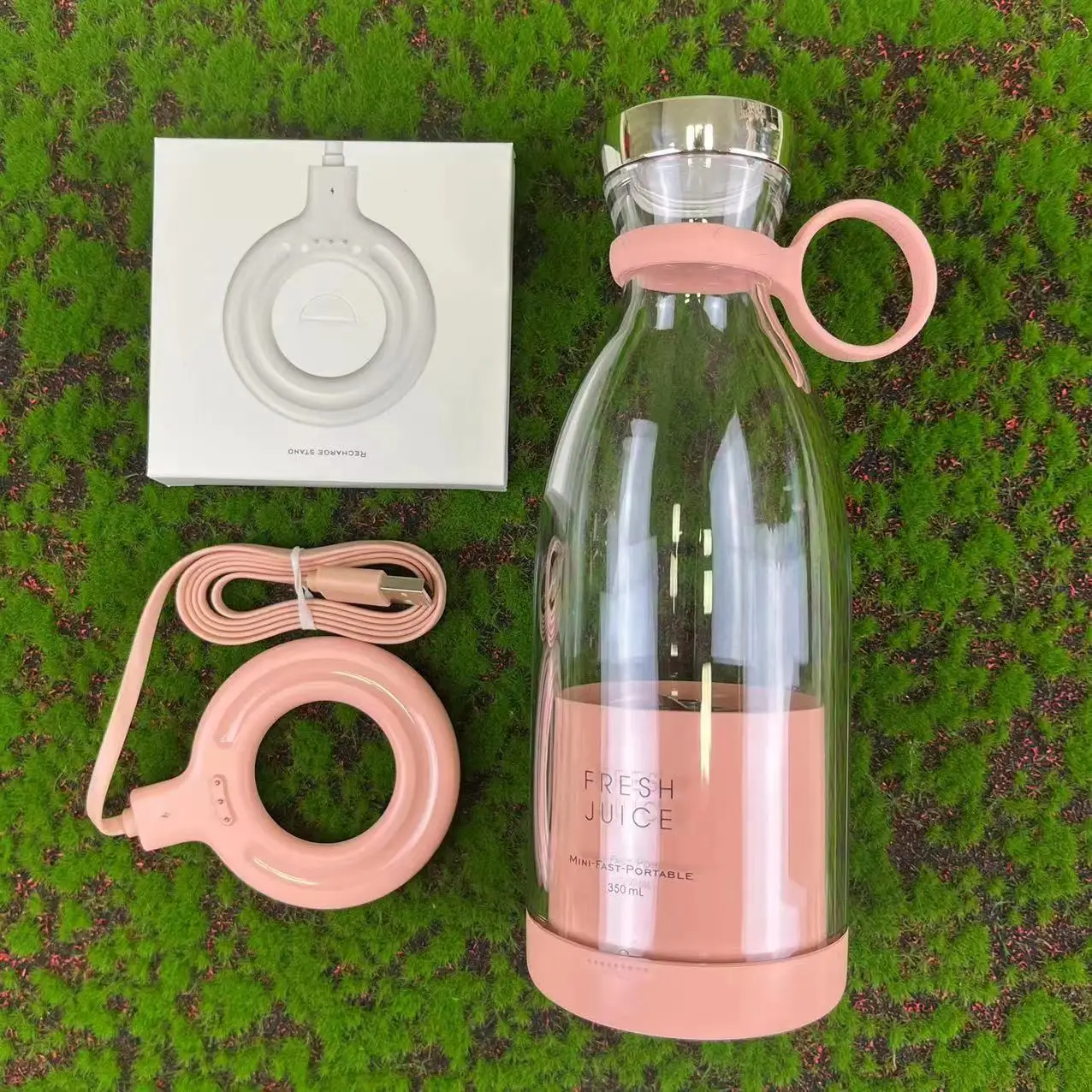 AHLC Christmas Gift Hot Selling Outdoor Portable 4 Blades USB Rechargeable Fruit Milk Smoothie Orange Grinder Juice Extractor