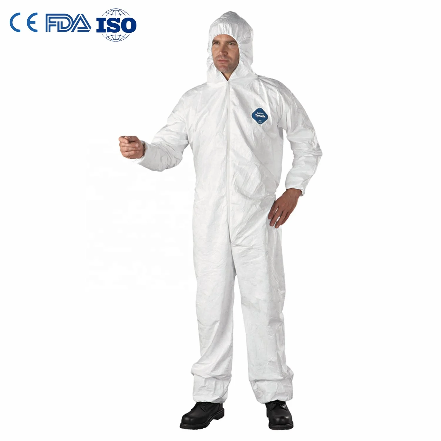 Factory Price Type 5/6 Disposable Tyvek500 Coverall 60g for Waterproof Reusable Isolation Suit ASTM F739-12