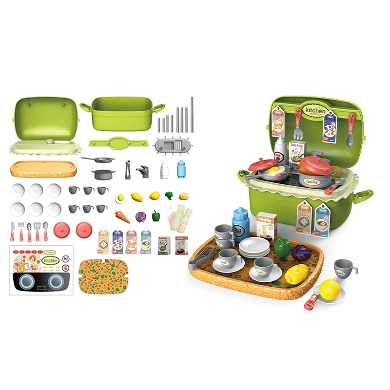 Custom big kitchen play pretend toys set cooking set for girls toy