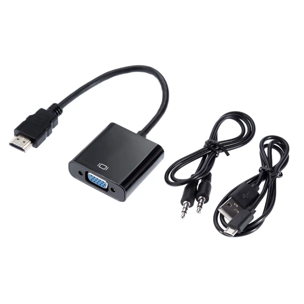 HDMI to VGA Adapter Converter Cable with Audio And Power Supply Cable Support 1080P for PS3 HDTV PC
