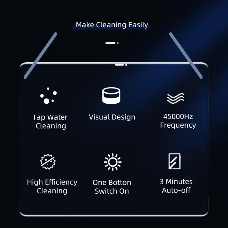 Waterproof Digital Portable Ultrasonic Cleaner Cleaning Jewelry Watch Band Glass Denture Ultrasonic Cleaner for Household