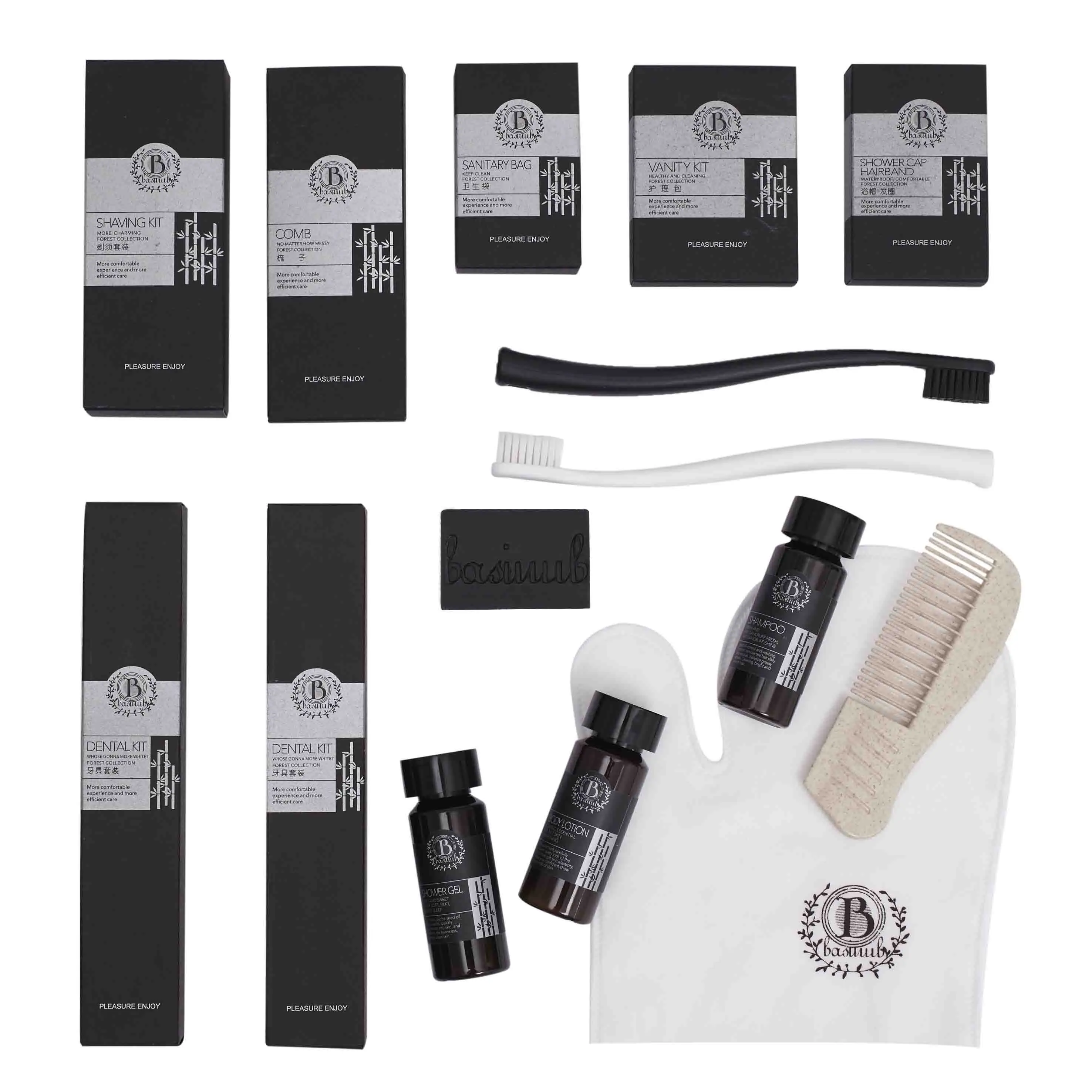 Low budget 3-5 star luxury set women bag toiletry pack hotel amenities with factory direct sale price