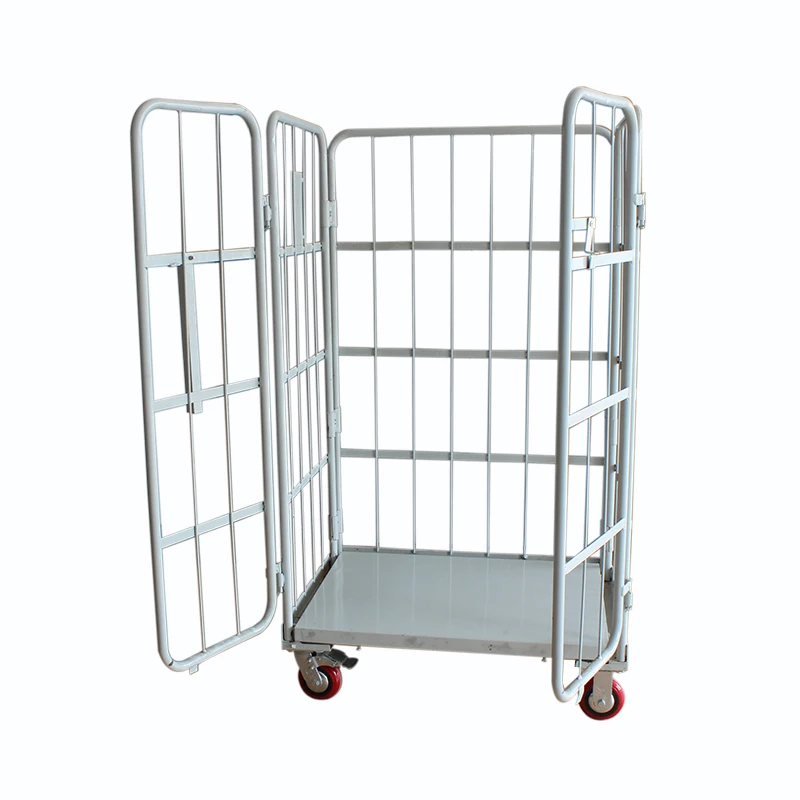 Logistics industrial laundry folding warehouse container cage roll containers trolley with door
