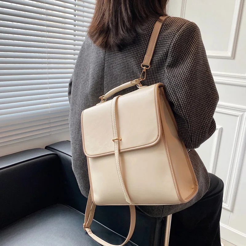Retro backpacks female 2022 new fashion school bag for ladies shoulder bags fashion computer backpack leather woman wholesales