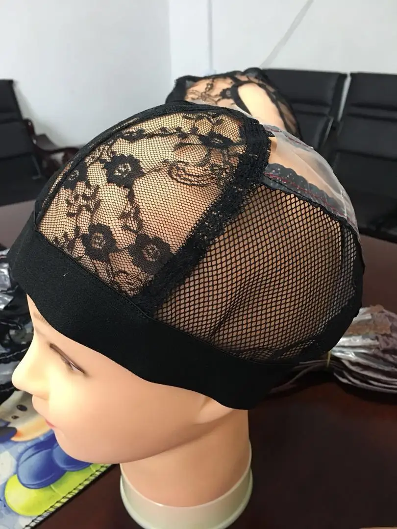 Base Black elastic mesh Wig Cap For Making Wigs Stretch Adjustable with elastic Straps Wig weave Caps