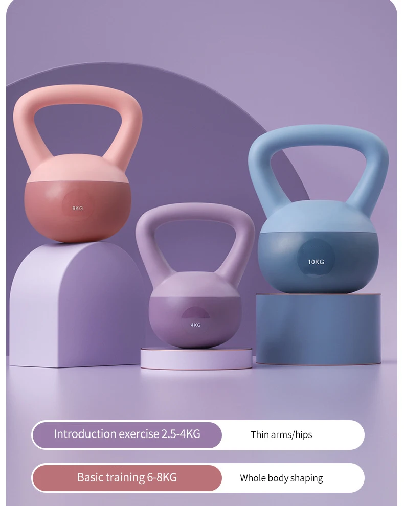 High Quality Wholesale Soft Fitness Kettlebell Personalizadas Equipment PVC Steel Sand Kettlebell