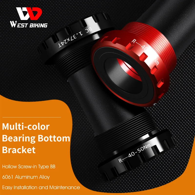 WEST BIKING Mountain Cycling BB Hollow Bottom Bracket 68-73mm Accessories Tool Bike Set Cycling Waterproof Crank Set Axis Parts