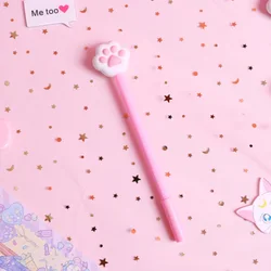 Korean Custom Cute Girl Soft Cat Claw Pen Pink Stationery 0.5mm Black School Kids Writing Gel Pen