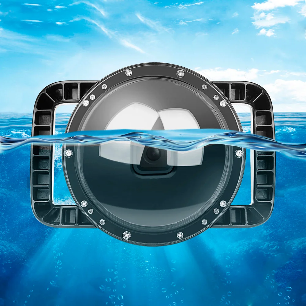 go pro action camera dome port lens waterproof housing case underwater diving photography cover