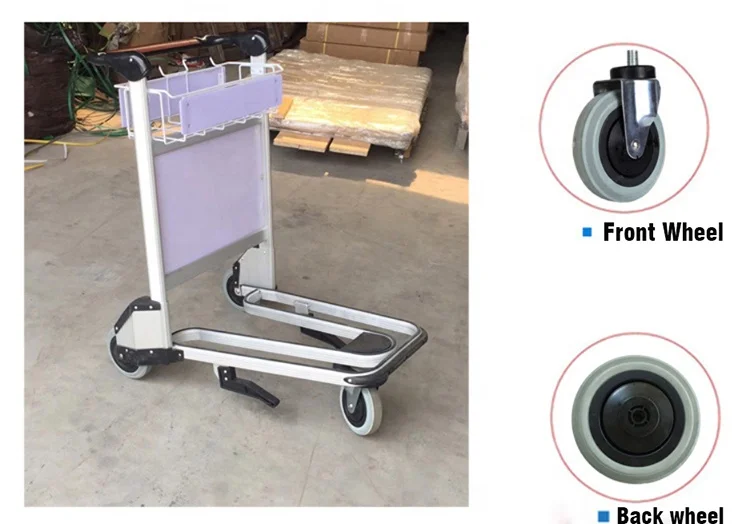 180mm Airport Trolley Handle Luggage Caster Gray Nature Rubber Wheels