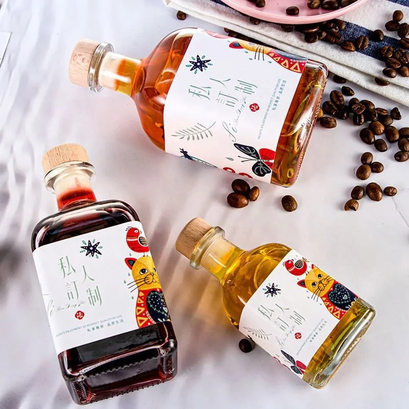 Square glass liquor gin bottle for Vodka Whisky Rum Tequila 100ml 250ml 300ml 375ml 500ml