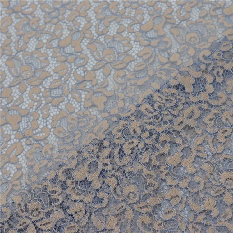 
Hot high quality 66%nylon 34%cotton knitted lace fabric two-tone color with eyelash for dress, underwear, pants,bag, shoes 