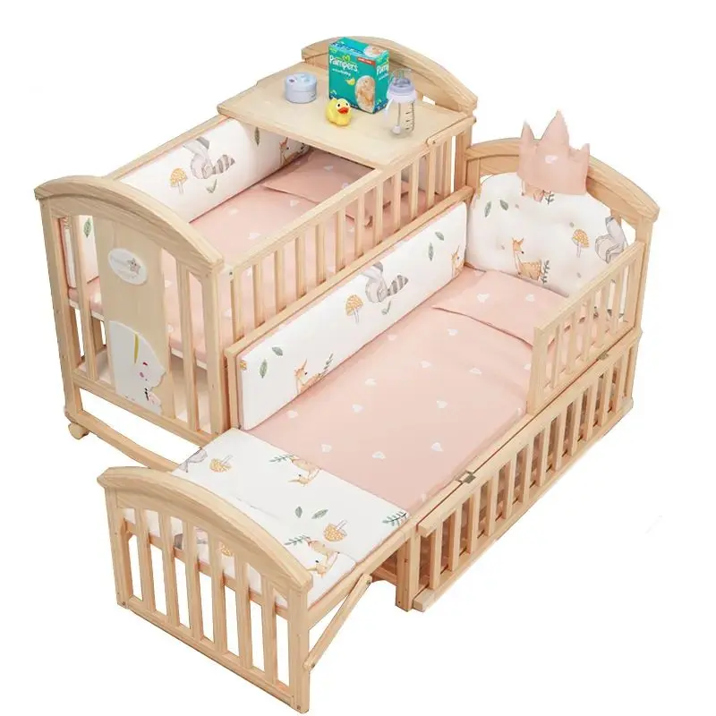 Multifunctional Bedside Cot Bed Nursery Bedroom Furniture Children Growing Toddler Bed for Babies