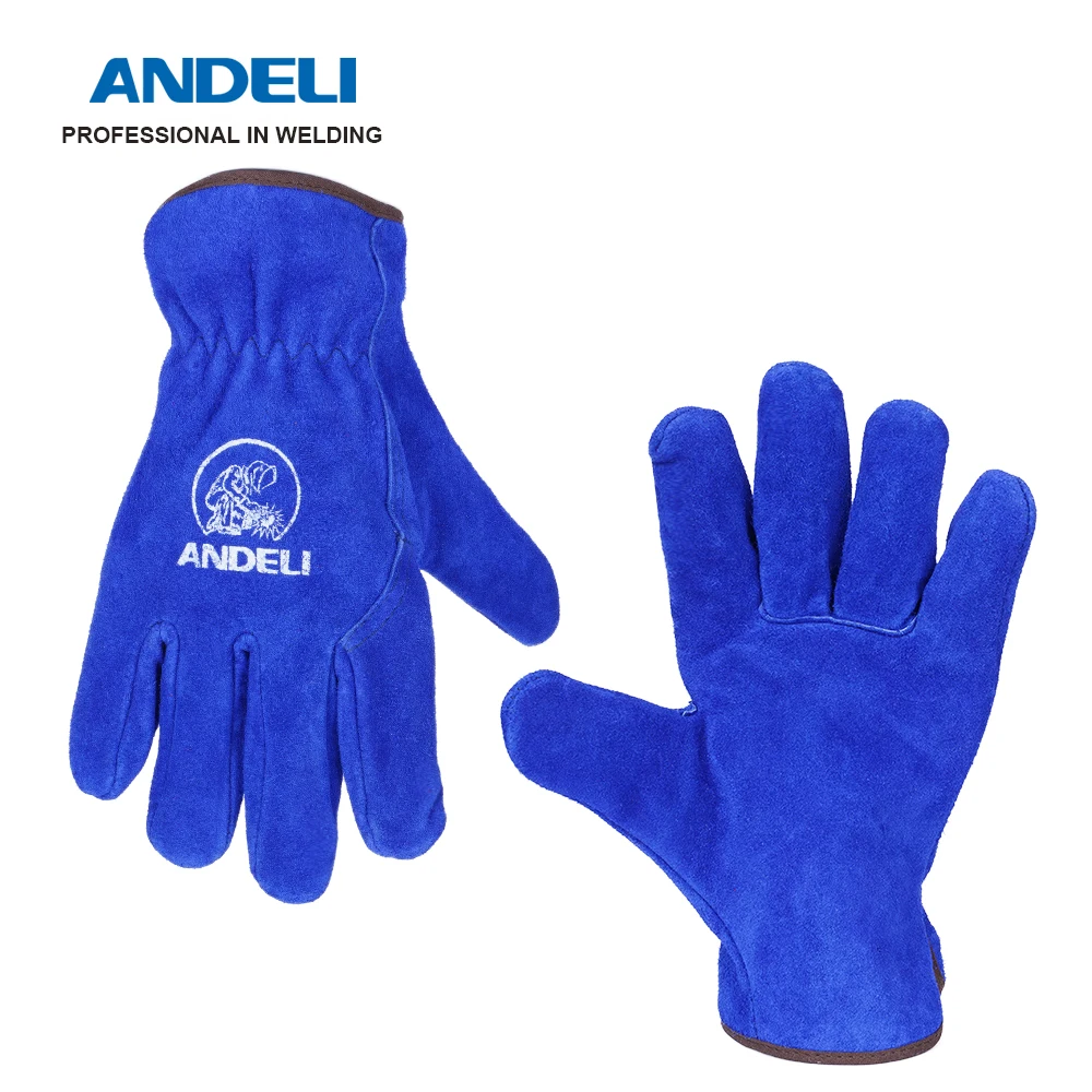 ANDELI Welding Gloves for MIG TIG ARC Welder Works Heat/Fire Resistant BBQ/Animal Handling Gloves with Cotton Linin Short Sleeve