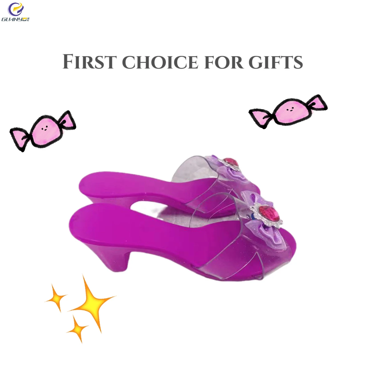 Фабричная оптовая цена имитация принцессы на высоких каблуках пластиковая игра нарядная обувь с кристаллами игрушки для детей