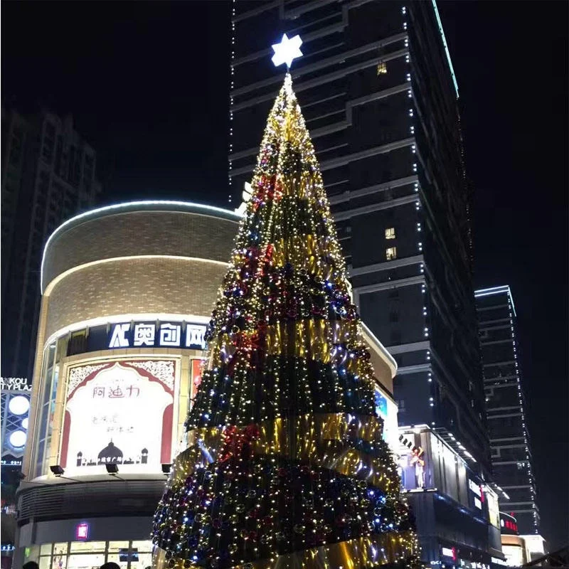 20ft/30ft/40ft Commercial Decoration Artificial Giant Christmas Tree PVC and LED Material with Metal Stand for Outdoor Use