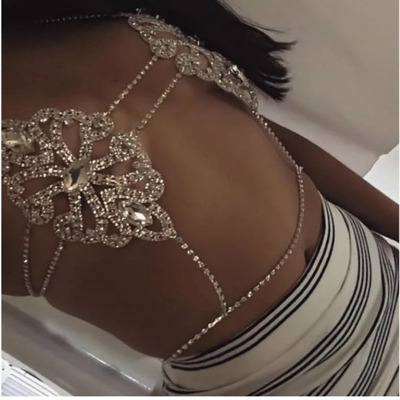  Luxury Crystal Rhinestone Flower Nipple Bra Chain Body Jewelry Sexy for Women Bikini Beach Dance