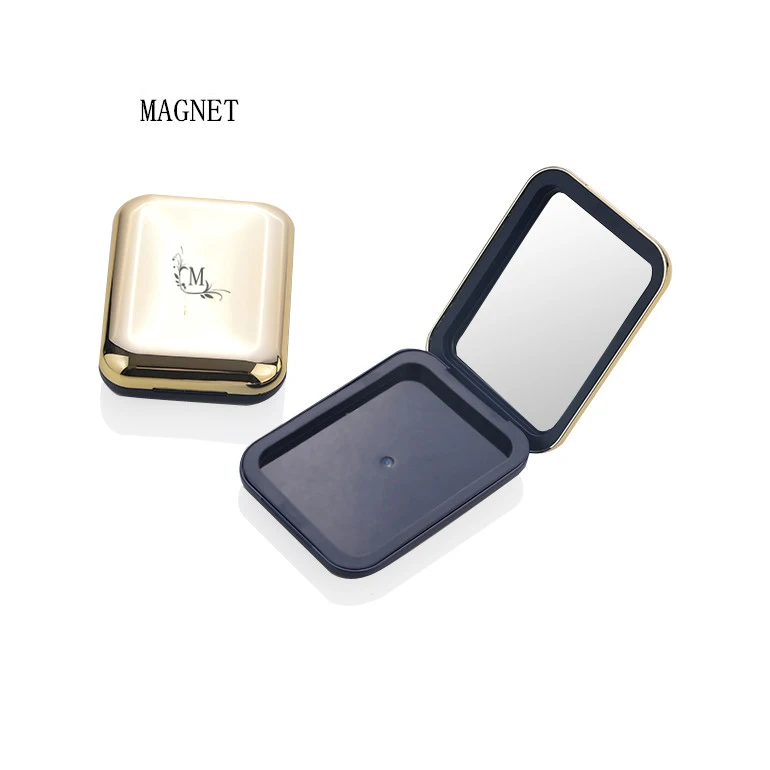 Wholesale Gold Rectangle Magnet Empty Blush Compact Powder Case with Mirror