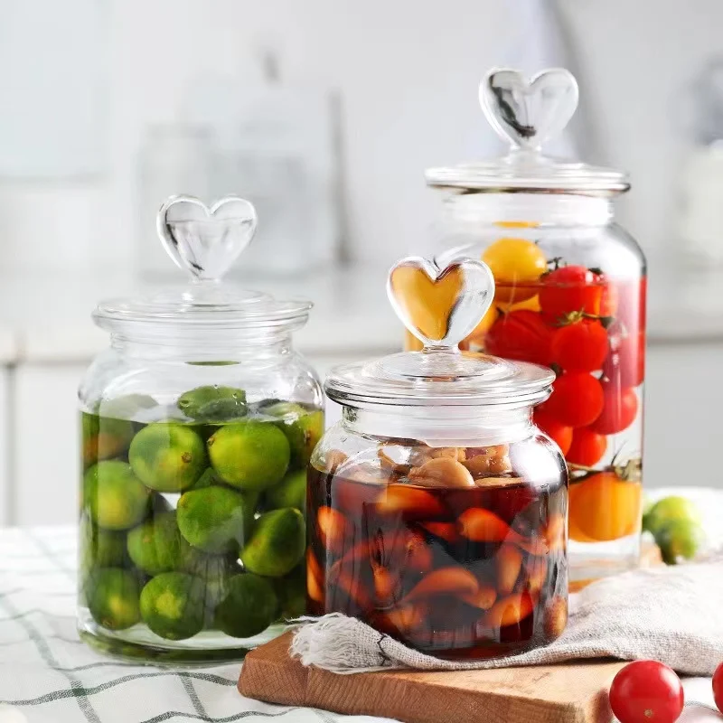 Wholesale large cookie storage bottles jars glass with lid storage pickles jar