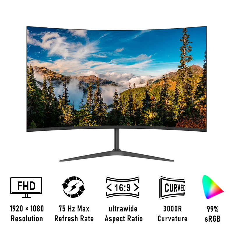 OEM Nvision изготовленные на заказ; Большой размер 12V Настольные ПК монитора IPS 75 Гц LED дисплей экран с разрешением Full HD Современный 27 дюймовый изогнутый компьютерный
