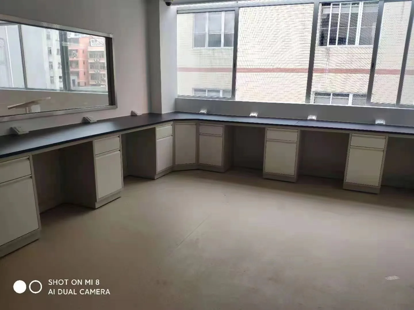 School lab furniture chemistry lab equipment Steel & Wood structure central work bench Guangzhou research laboratory furniture