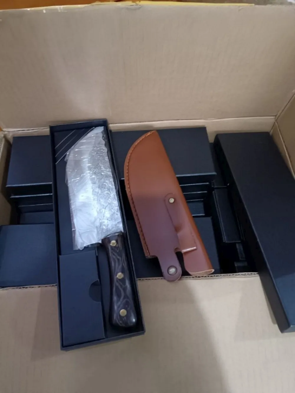 TL24XS Handmade High Carbon Steel Bone Butcher Cleaver Knife Forged Chinese Meat Chef Chopper Kitchen Knives with leather case