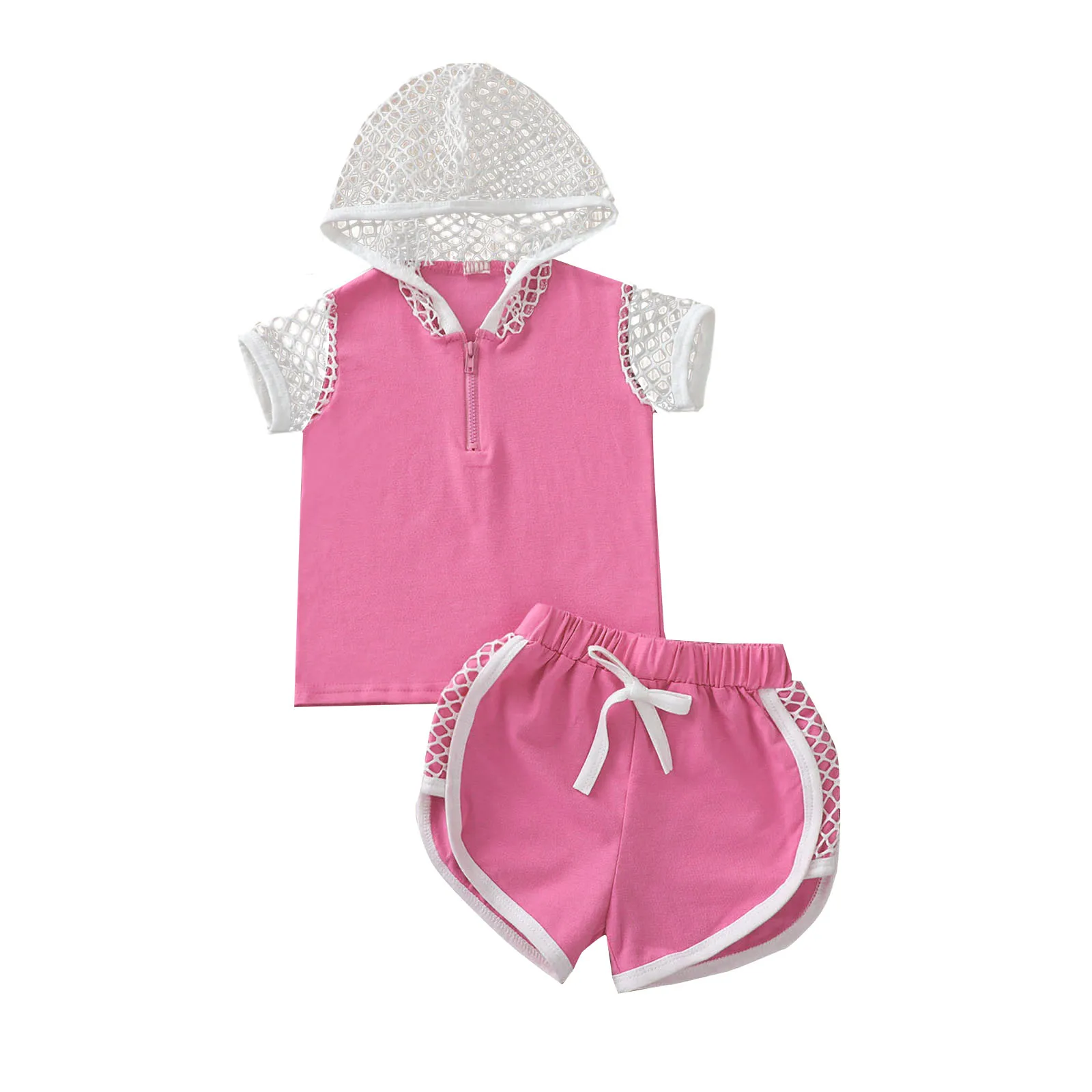 Summer New boys Clothes pink Girl hoodie T-shirt+ Shorts Children Clothing Set Kids Girls Clothes Suit,jogging suit