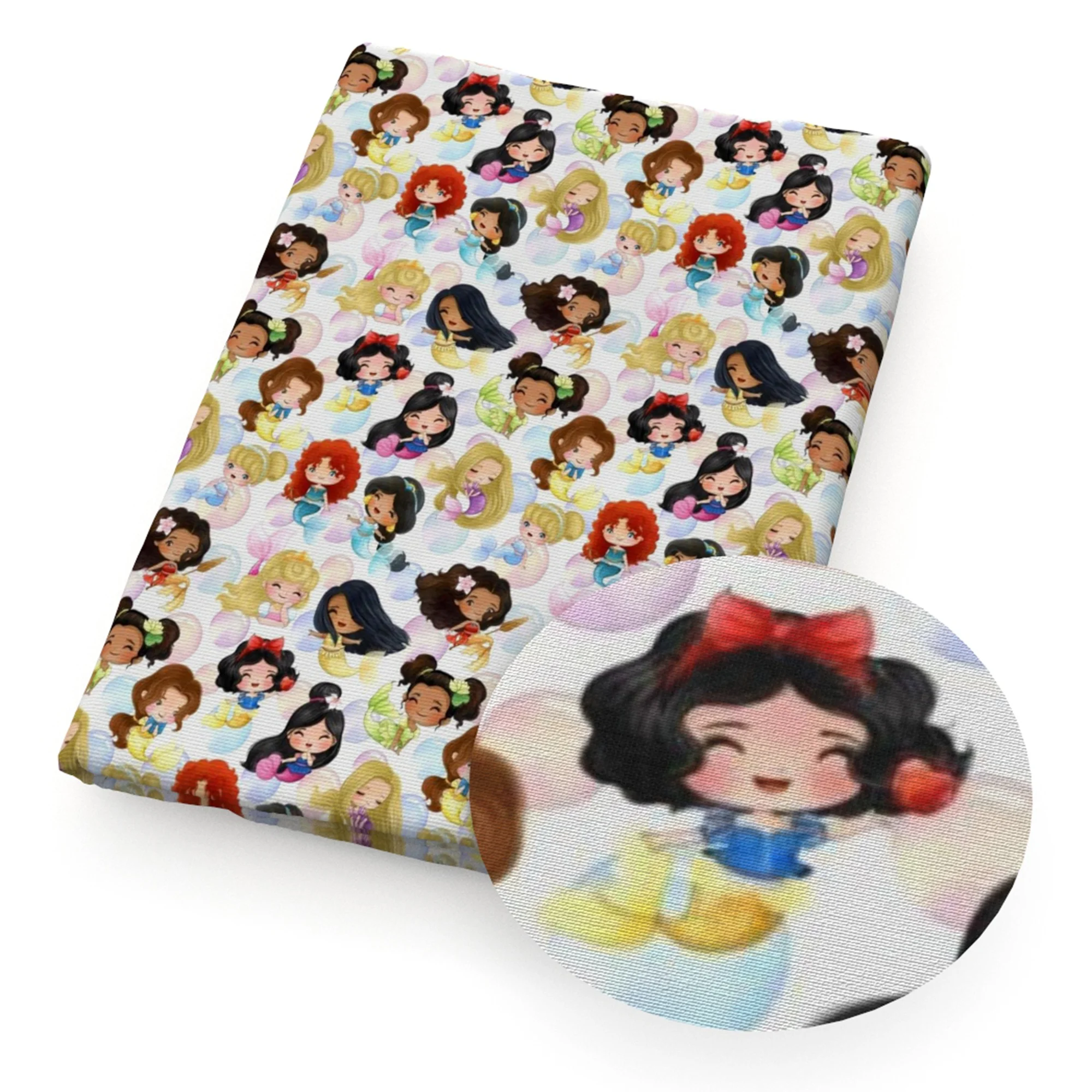 Индивидуальная мультяшная тянущаяся ткань принцессы для девочек с принтом из спандекса трикотажная стрейч одежды «сделай сам» 20301