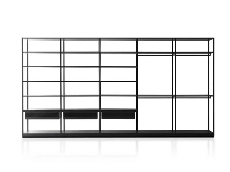 King size bedroom set with white tempered glass wall shelving system air dressing Wardrobe cabinet