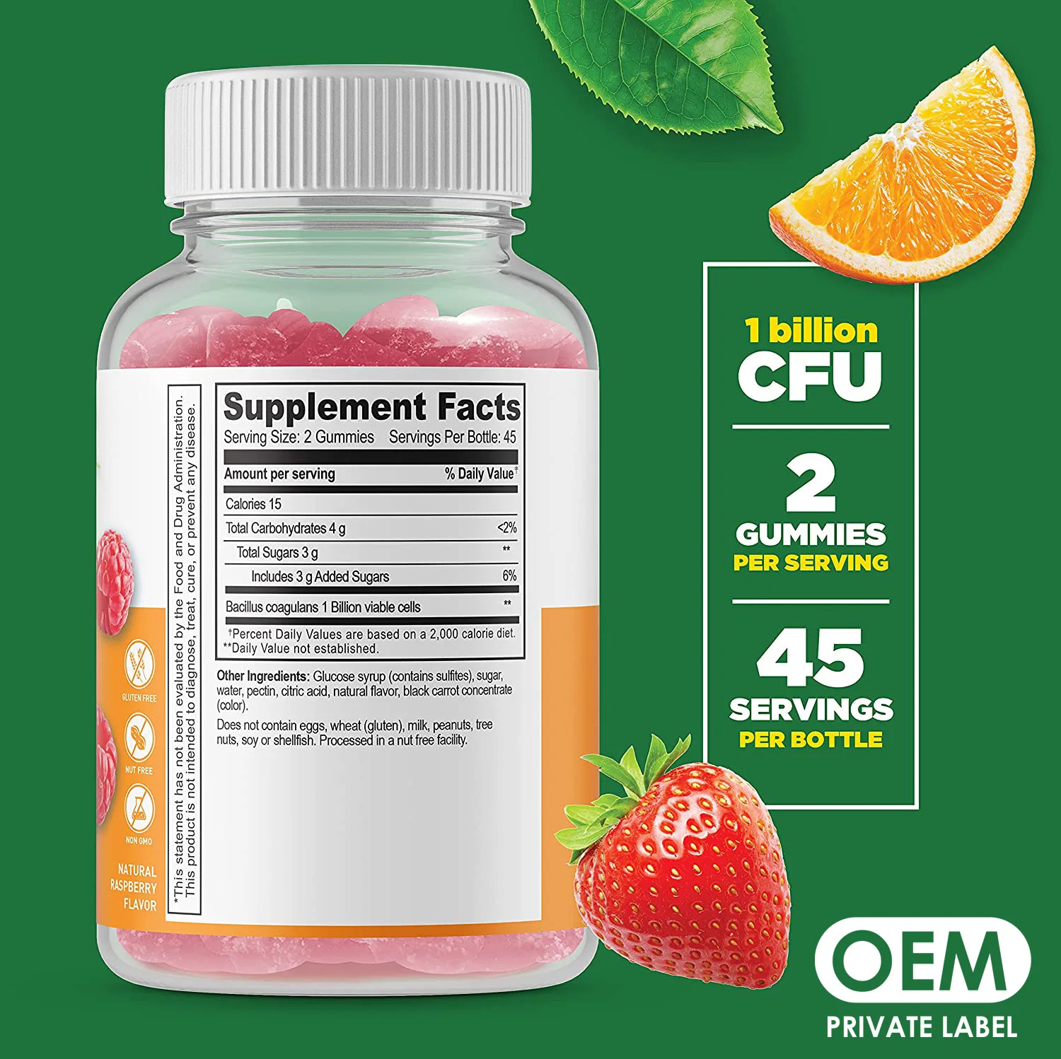 Private Label Vegan Probiotics Gummies Gut Digestive Health Gummy for Women Men