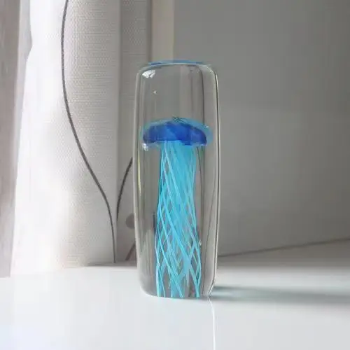 Small White Crystal Decoration Glow in The Dark Glass Paperweight Jellyfish in Crystal Crafts