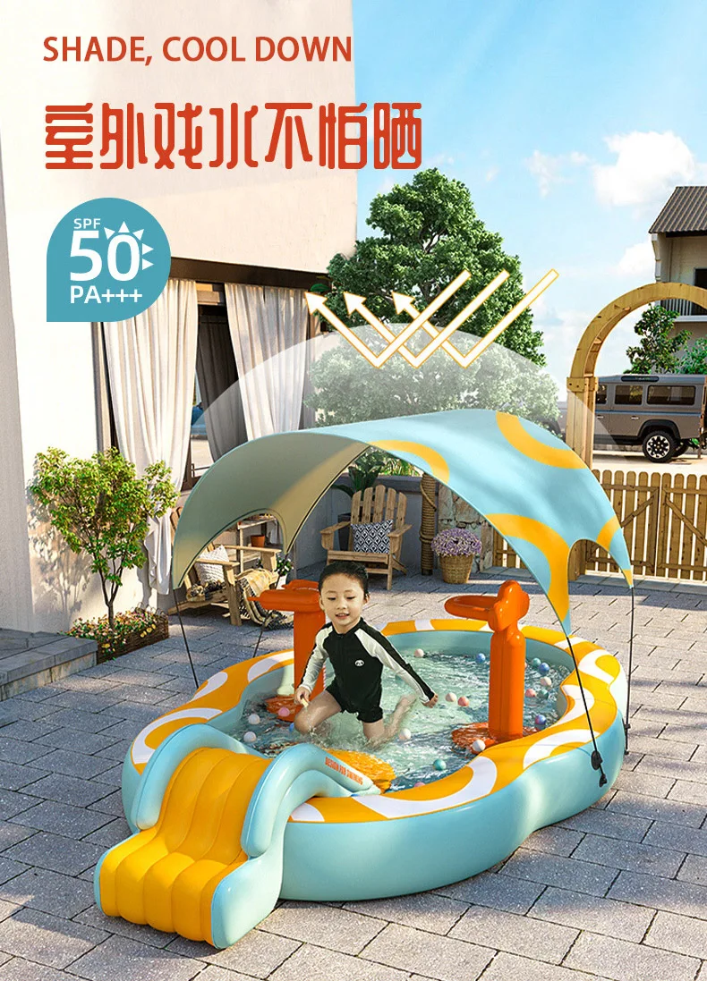 120-320cm  adults  inflatable water slide sea pool with outdoor cover and pool toys inflatable