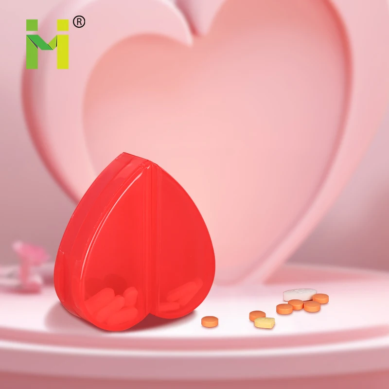Hot Selling Heart-Shaped Smart Pill Box Portable Oval Tablet Container Innovative Pill Storage Case