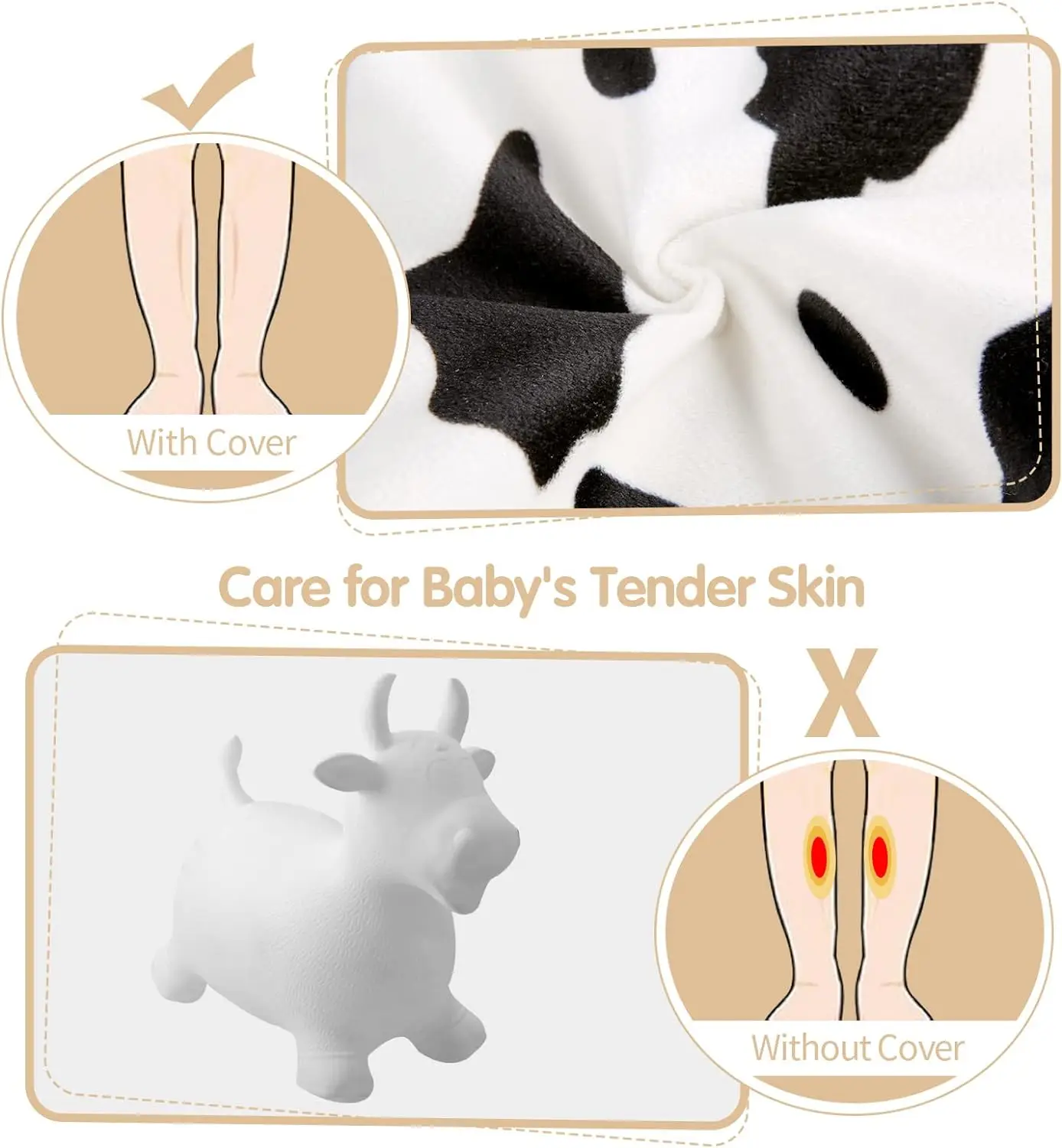 Bouncy Cow Farm Animal Hopper Toys, Ride on Toddler Plush Inflatable Bouncing Bull, Hopping Horse Bouncer