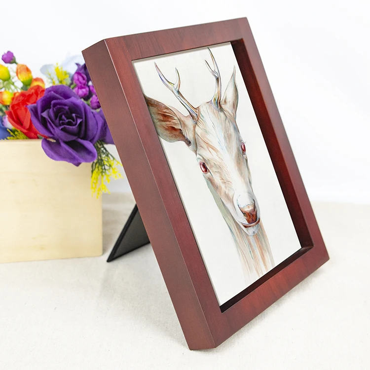 Wholesale A4 Custom Poster Or Picture Frame Wall Creative 12x16 Inch Wood Frame display frame with stand for home decor