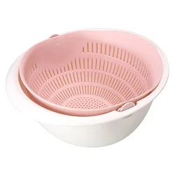 Kitchen Silicone Drainer Double Drain Basket Bowl Washing Storage Basket Strainers Vegetable Cleaning Colander Tool