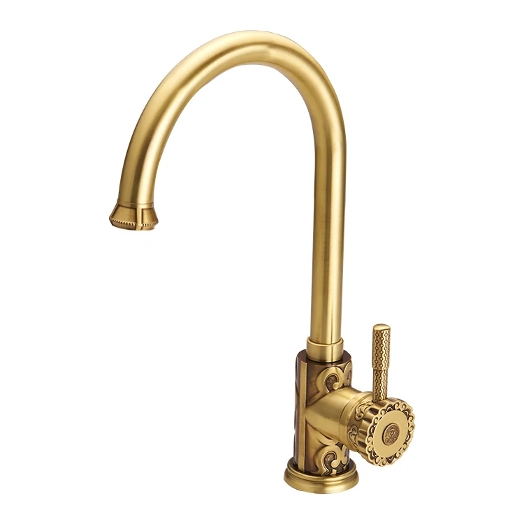One hole commercial luxury brushed gold face basin tap faucet set
