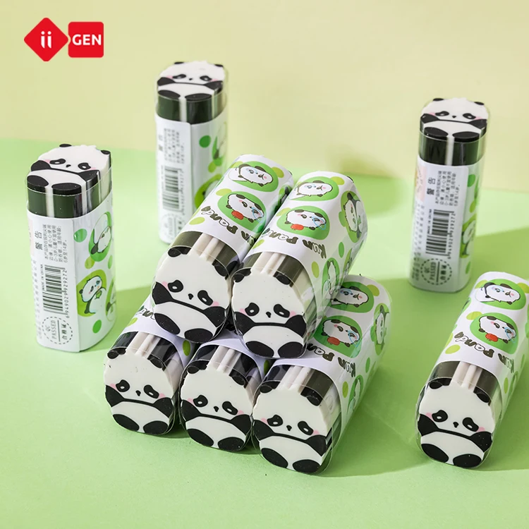 IIGEN  Cute 3D Mini Animal Panda Bear Erasers Rubber Kid Pencil Erasers for School Office Supply Stationery