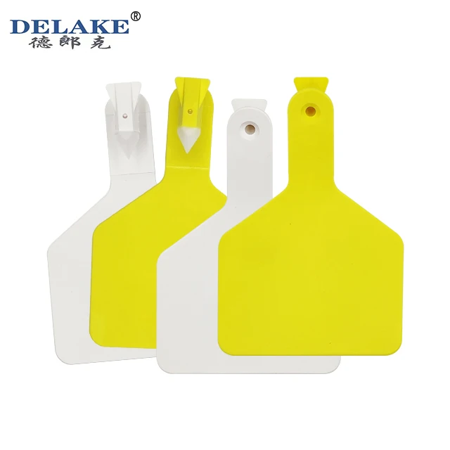 Delake High Quality Large Size Cattle Cow Ear Tag Farmer Use Ear Tag Connected One Piece Ear Tag With Applicator Pliers