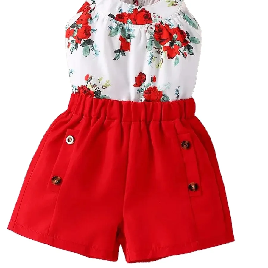 Factory wholesale High quality summer fashionable short two pieces set girls sets clothing boutique