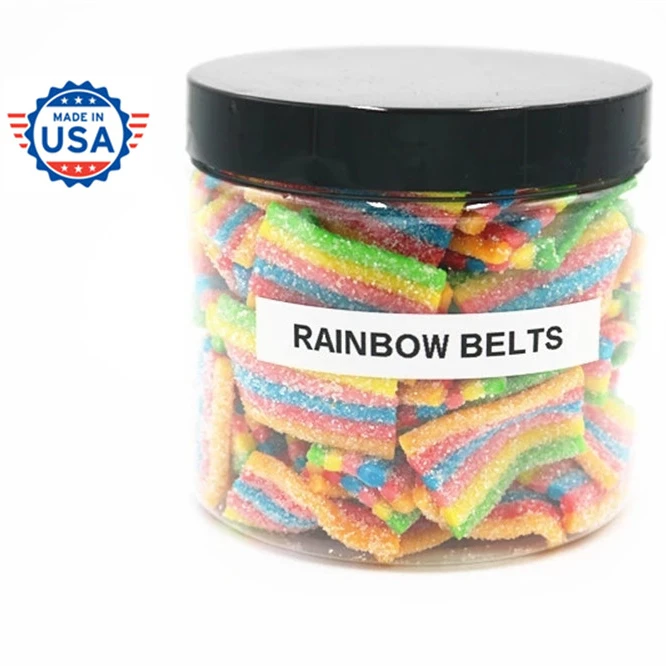 
Wholesale Price USA Made Extract CBD oil Isolated CBD Gummies Rainbow Strip 8oz 500mg Packed In Jars 