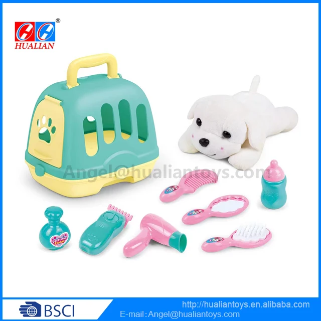 Hot seller 2023 productos interactive game simulation toiletries take care puppy stuffed plush dog portable kids pretend