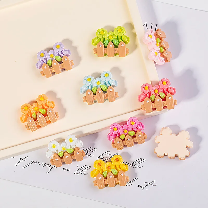 Flower Fence Fridge Magnet Resin Accessories DIY Cartoon Little Phone Case Patch