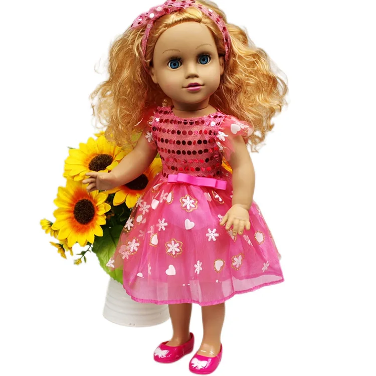New Arrival 18 inch 45 cm American Doll Reborn Baby Doll with Thick Wig Hair for Girls Gift American Girls Doll Clothes