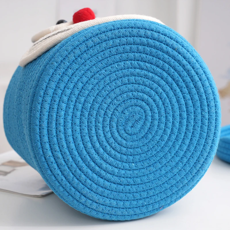 Cartoon baby diaper toy storage basket Round with cover living room cotton rope storage basket
