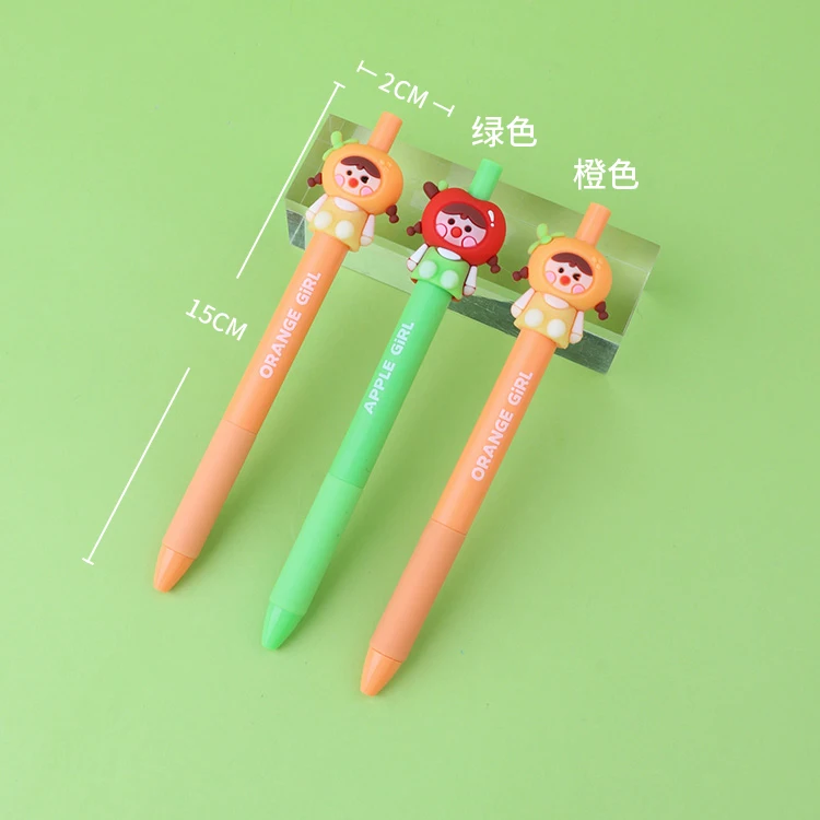 Hot Selling Personalized Pen Custom Logo Cheap Drop Plastic Eco Friendly Colorful Apple Fruit Cute Gel Pens