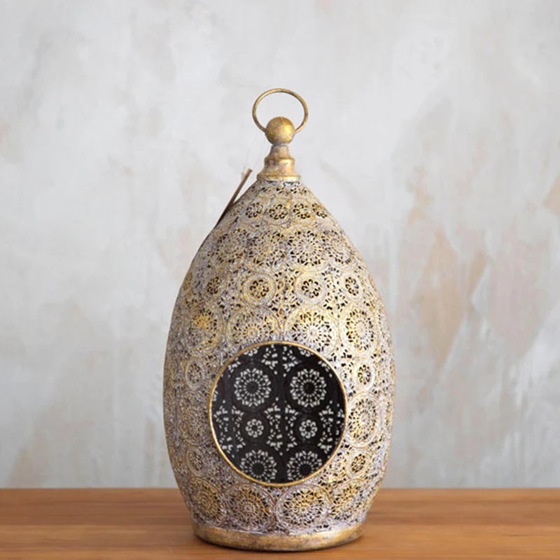 Bird Cage Rustic Golden Iron Customized Nordic Home Decoration Luxury Candlestick Holder For Candles