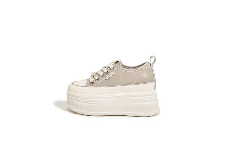 2024 fashion casual comfortable height increase platform shoes for women genuine leather sneakers
