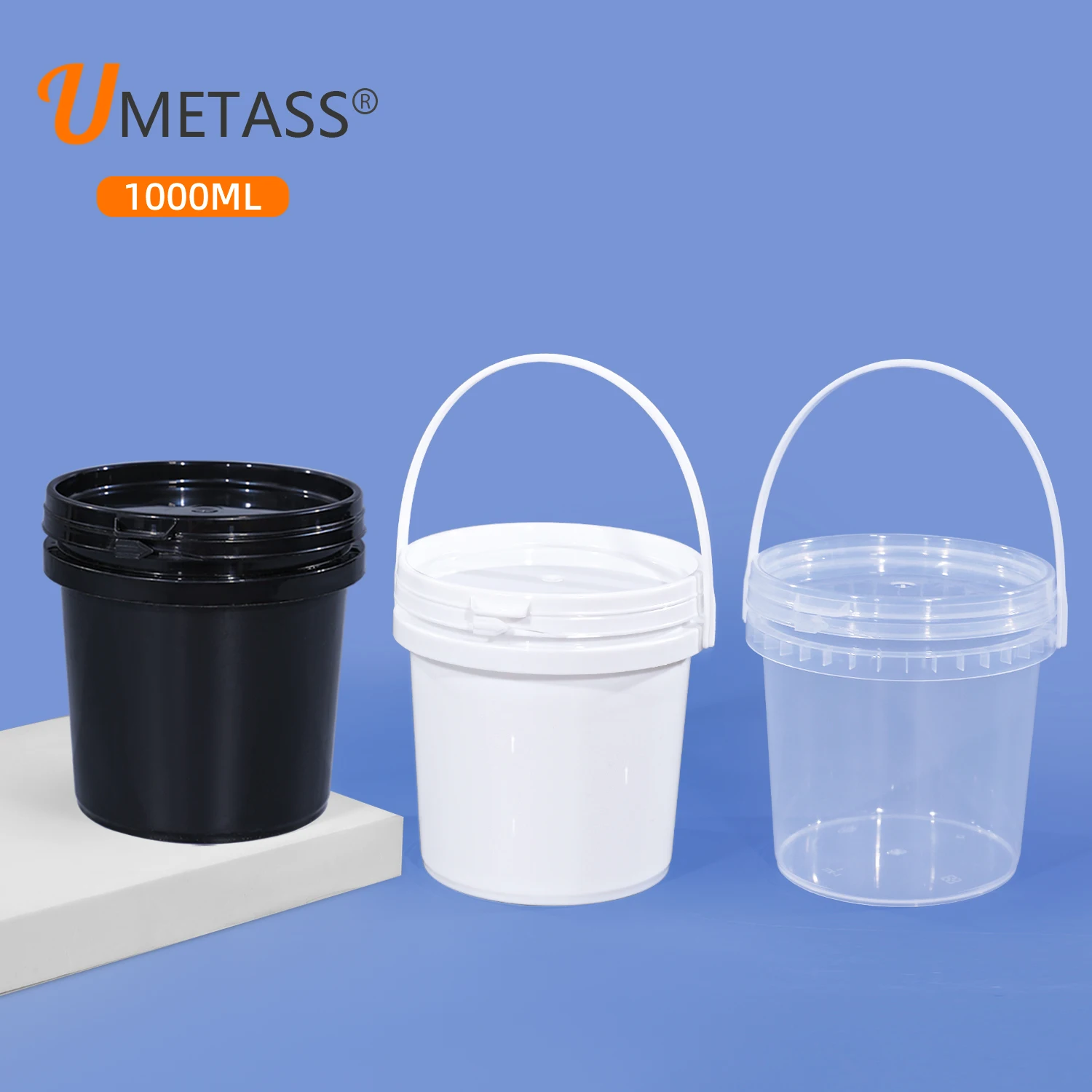 Wholesale PP Food Grade 1L Plastic Round Clear Bucket For Ice Cream Chocolate Popcorn Nuts Snack Packing